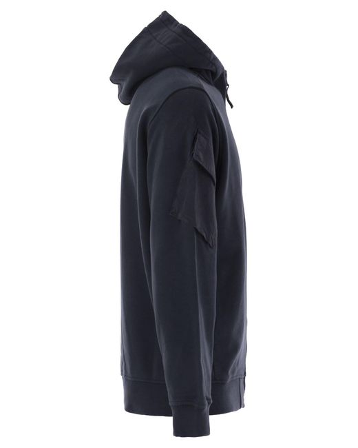 Stone Island Hoodie Met Zakken Met Rits En Mouw in het Blue