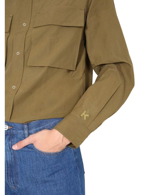 KENZO Green Solid Overshirt for men