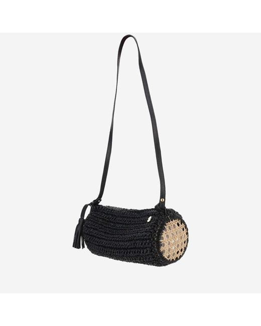 Filippo Catarzi 1910 Black Viscose And Straw Blend Bag