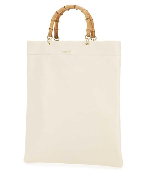 Jil Sander Natural Ivory Leather Medium Shopping Bag