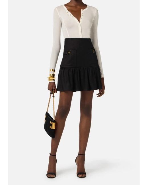 Elisabetta Franchi Black Linen Blend Skirt