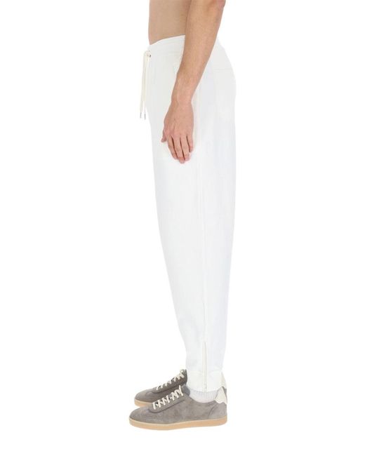 Brunello Cucinelli White Cotton Jogger Pants for men