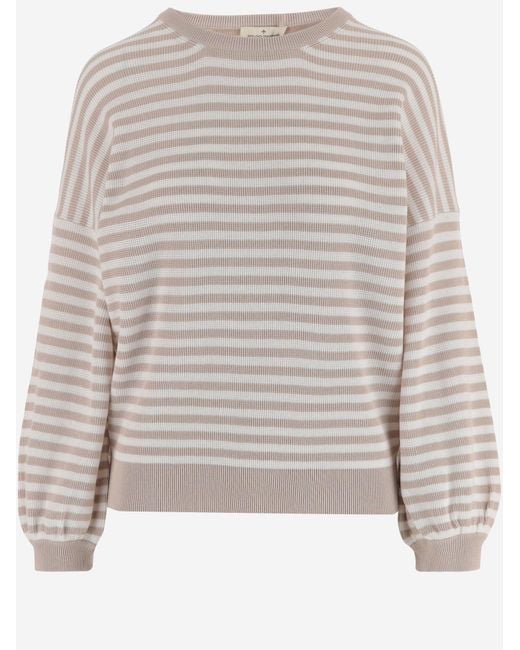 Bruno Manetti Gray Cotton Striped Knit