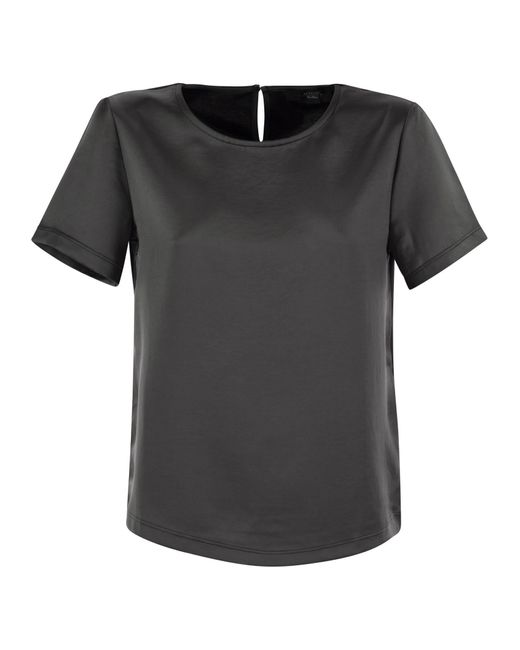 Weekend by Maxmara Black Amburgo Satin And Jersey T Shirt