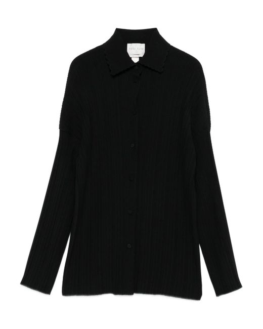 Forte Forte Black Poly Crepe Plisse' Overshirt
