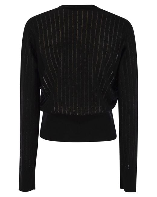 Max Mara Black Nogara Wool And Silk Cardigan With Sequins