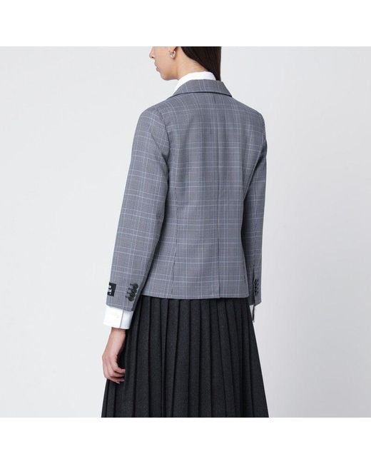 Maison Kitsuné Blue Checked Single Breasted Blazer