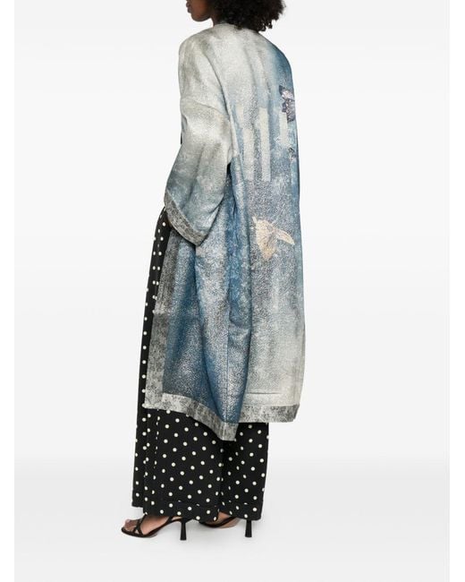 Pierre Louis Mascia Blue Printed Kimono Jacket