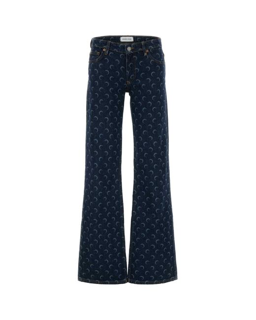 MARINE SERRE Blue Flared Mid Rise Jean