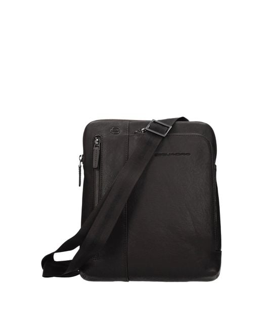 Piquadro Black Shoulder Bags Leather/Head Of Dark for men