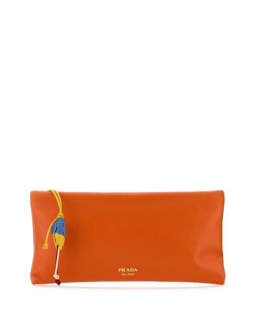 Prada Orange Nappa Leather Pouch