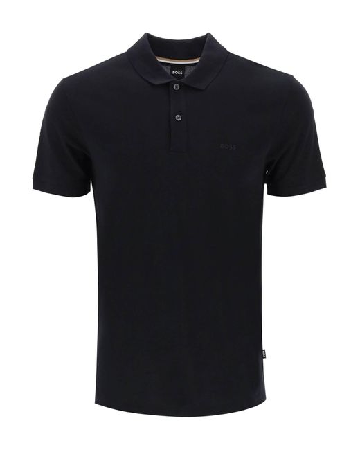 Boss Organic Cotton Polo Shirt in het Black voor heren