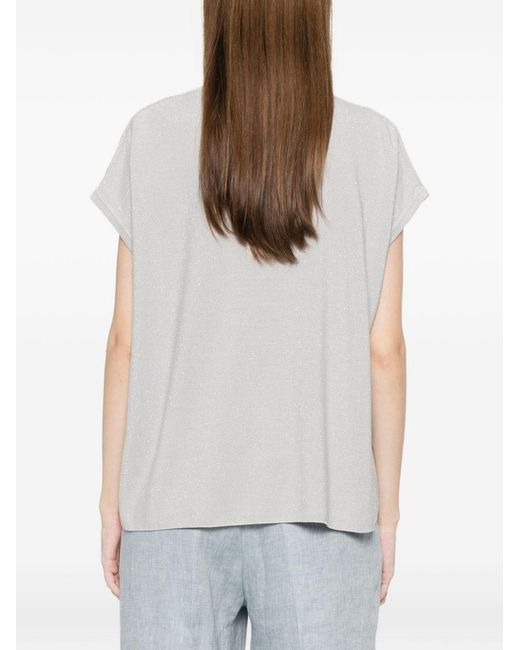 Fabiana Filippi White Cotton V-Necked Top