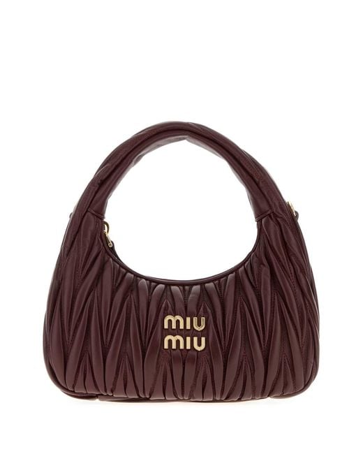 Miu Miu Purple Burgundy Nappa Leather Wander Handbag