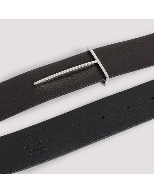 Tom Ford Black Reversible Textured Buckle Belt