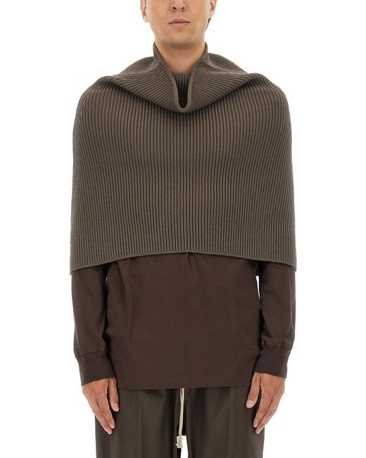 Rick Owens Brown Knitted Cape