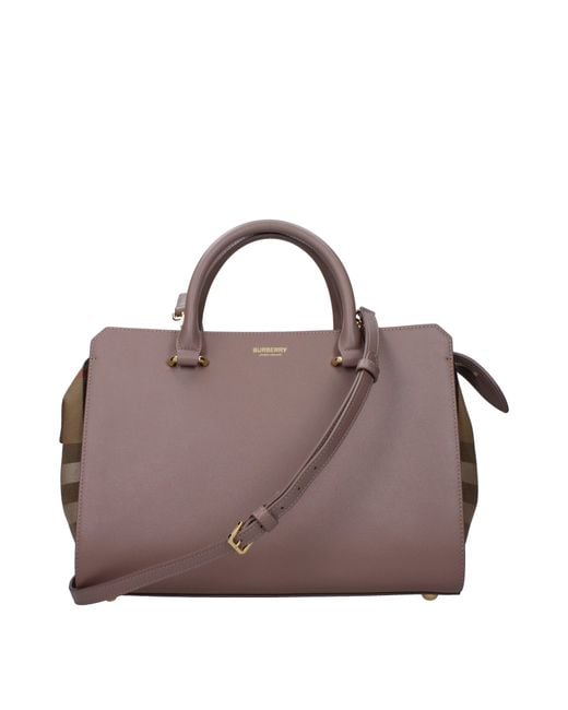 Burberry Purple Borse A Mano Banwell Donna Pelle Grigio/Visone