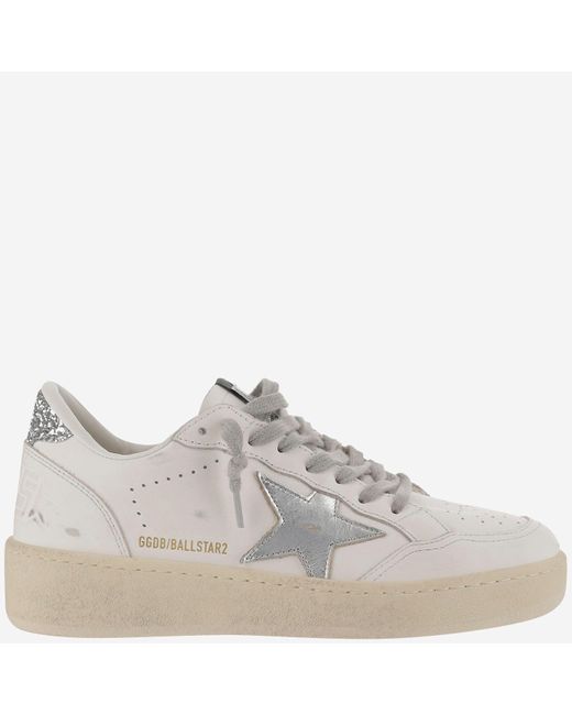 Golden Goose Deluxe Brand Gray Golden Gänseballstar Leder -Turnschuhe