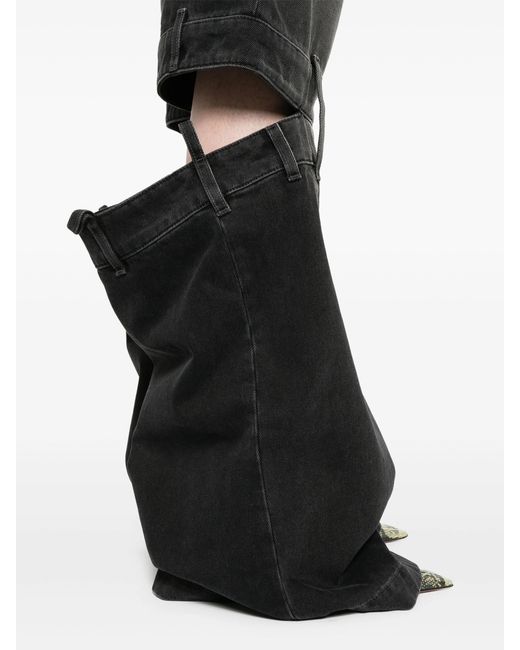 The Attico Black Lunghi High Rise Wide Leg Jeans