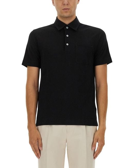 Zegna Black Shirt Collar Polo for men
