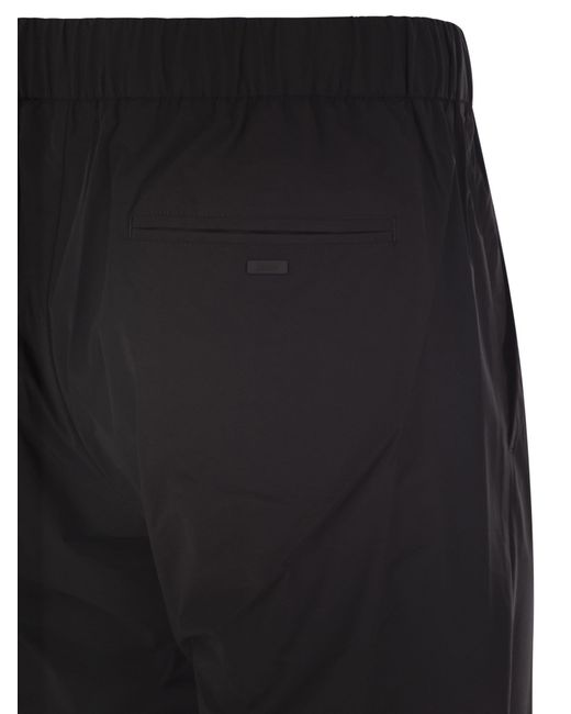 Herno Black Stretch Nylon Trousers for men