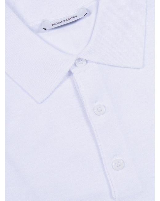 Kangra Cashmere White Polo Con Bottoni Rasata Calata for men