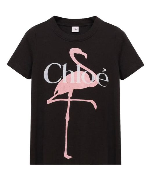Chloé Black Graphic Crew Neck T-Shirt