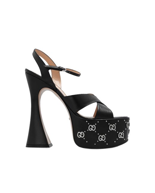 Gucci Lederen Platform Sandalen in het Black