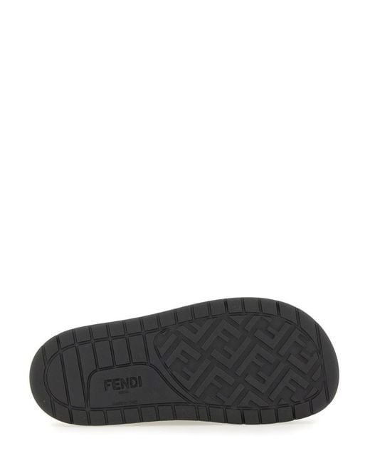 Fendi Black Crossed Band Slides for men