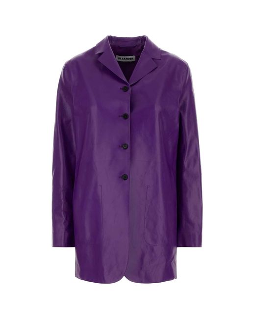 Jil Sander Purple Leather Jacket