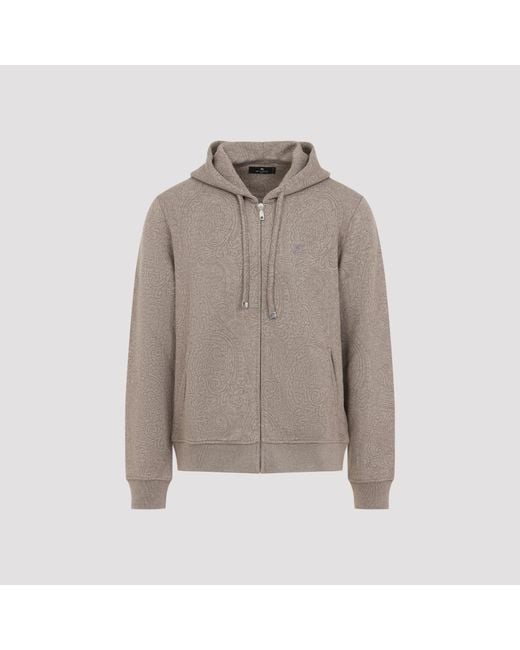 Etro Gray Zipped Hoodie for men