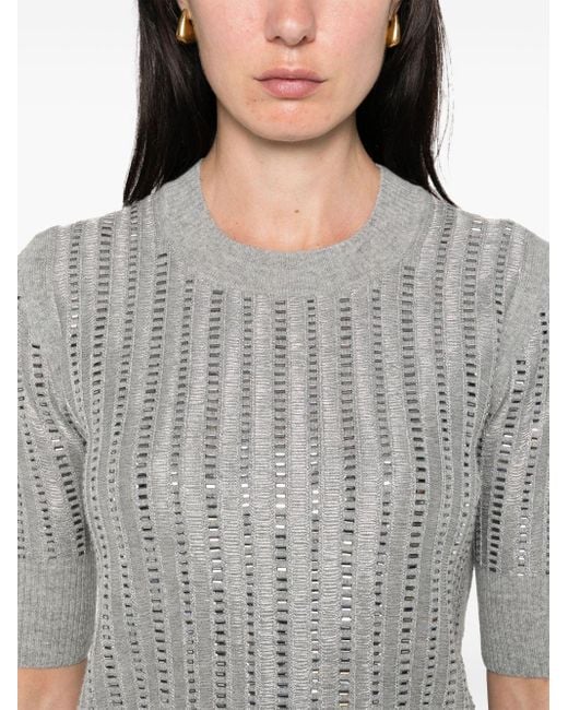 Ermanno Scervino Gray Ribbed Short-Sleeved T-Shirt