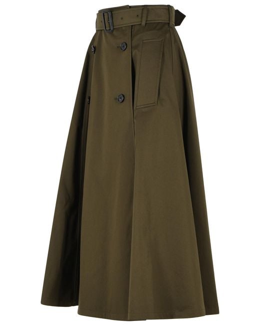 Burberry Green 'Brenda' Midi Trench Skirt