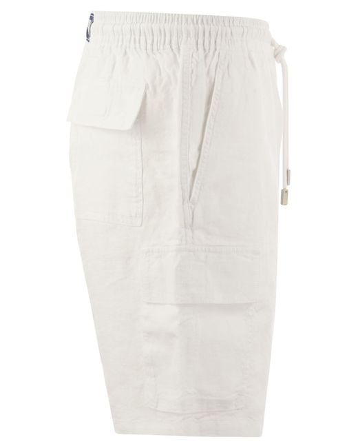 Vilebrequin White Linen Cargo Bermuda Shorts