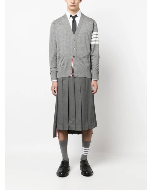 Thom Browne Gray 4-Bar Cardigan for men