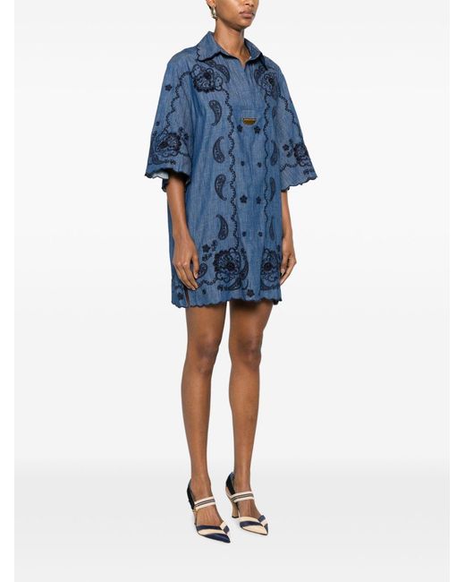 Zimmermann Blue Embroidered Dress