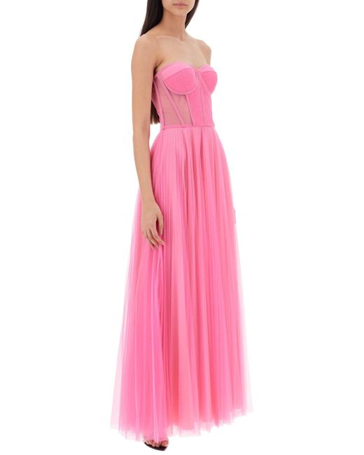 19:13 Dresscode Pink Tulle Long Bustier Kleid