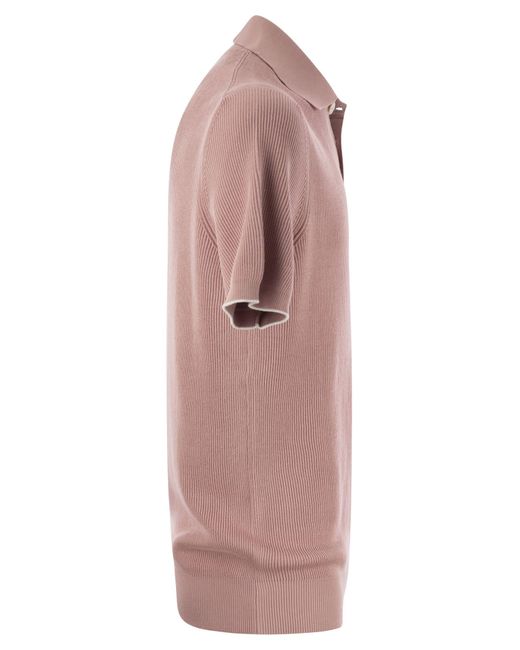 Jersey in stile polo di branco di di Brunello Cucinelli in Pink da Uomo