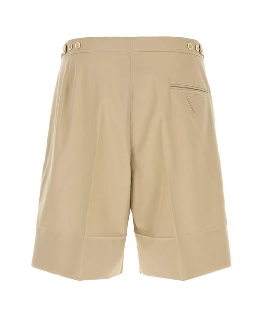 Prada Natural Sand Cotton Bermuda Shorts