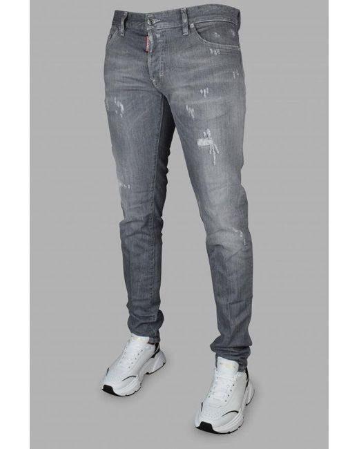 DSquared² Blue Light Slim-Fit Jeans With Distressed Details for men
