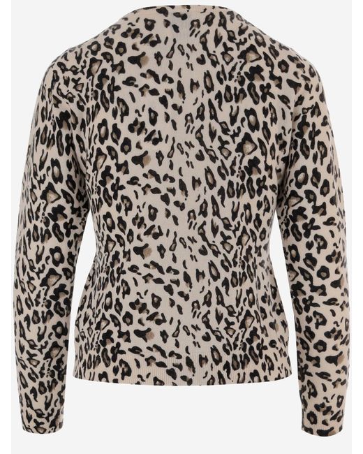 Allude Black Leopard Print Wool And Cashmere Cardigan