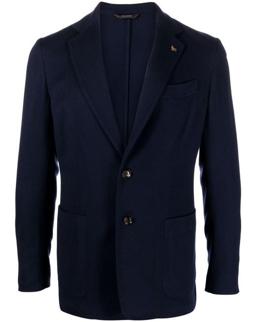Colombo Blue Single-Breasted Wool Blazer for men