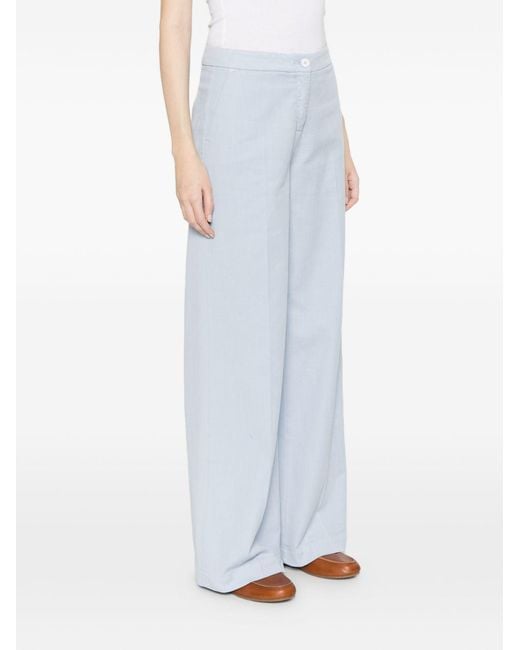 Via Masini 80 White Trousers Cotton