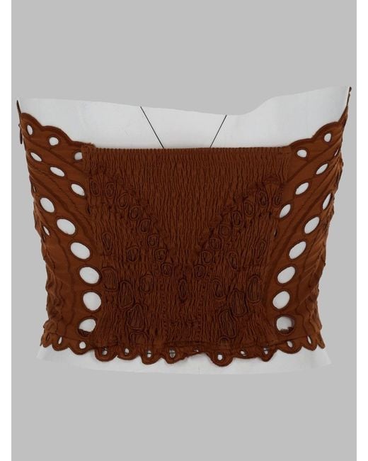 Charo Ruiz Brown Strapless Scalloped Edges Kai Top