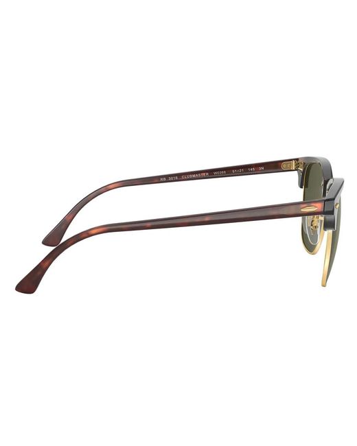 Ray-Ban Brown Sonnenbrille Rb3016 W0366 Clubmaster Schildkröte/Grün G 15 Unisex