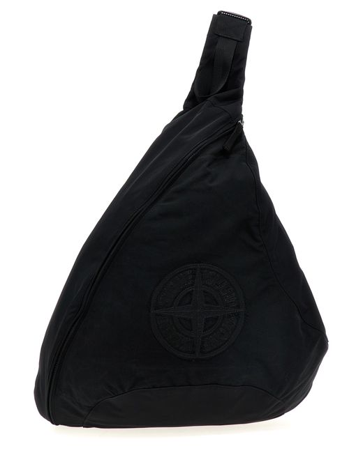 Stone Island One Schulter -Rucksack mit Logo -Stickerei in Black für Herren