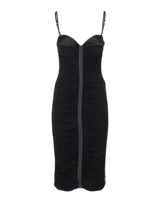 Elisabetta Franchi Black Fitted Evening Dress With Ruched Detailing