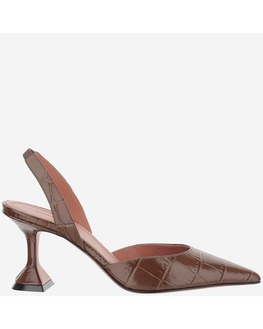 AMINA MUADDI Brown Holli Leather Slingbacks