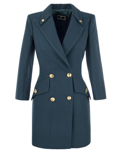 Robe Manteau en tissu texturé Elisabetta Franchi en coloris Blue