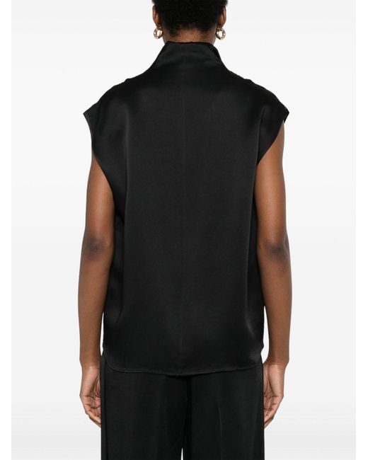 Totême Black Sleeveless Top With Boxy Silhouette